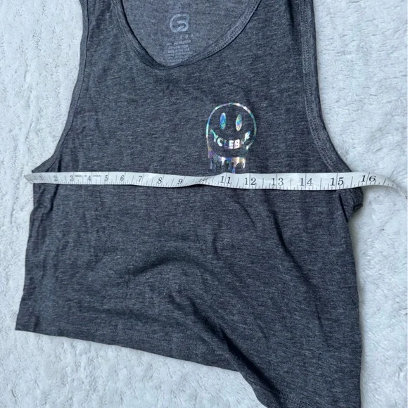 Cyclebar Charcoal Crop Top with Metallic Smiley Face Graphic - Picture 7 of 8